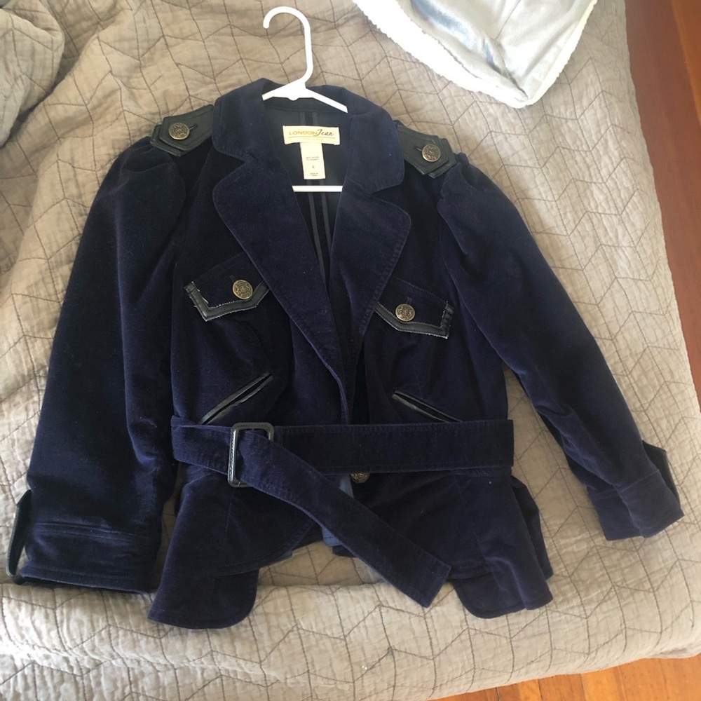 Navy Velvet Jacket with Belt